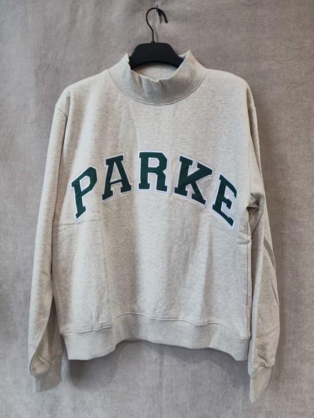 🤍Size S/M Parke Mock Neck Green Varsity Applique Sweatshirt